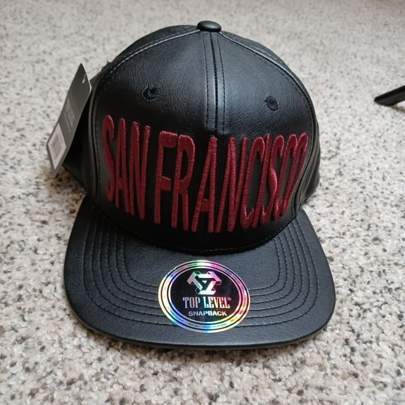 Top Level Other - San Francisco Black Faux Leather Snapback Hat